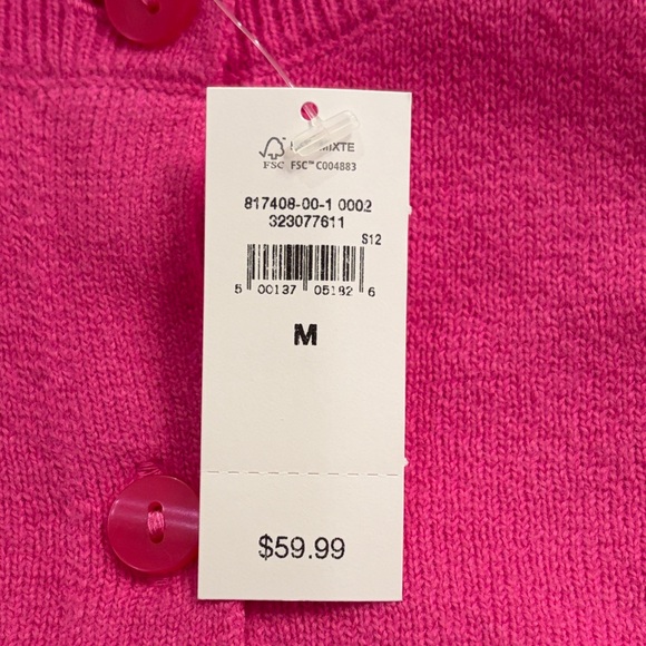 GAP Phoebe Pink Cashsoft Crew Neck Cardigan/NWT/M - Picture 6 of 12